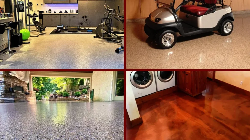 Epoxy and polyaspartic garage floor coating examples